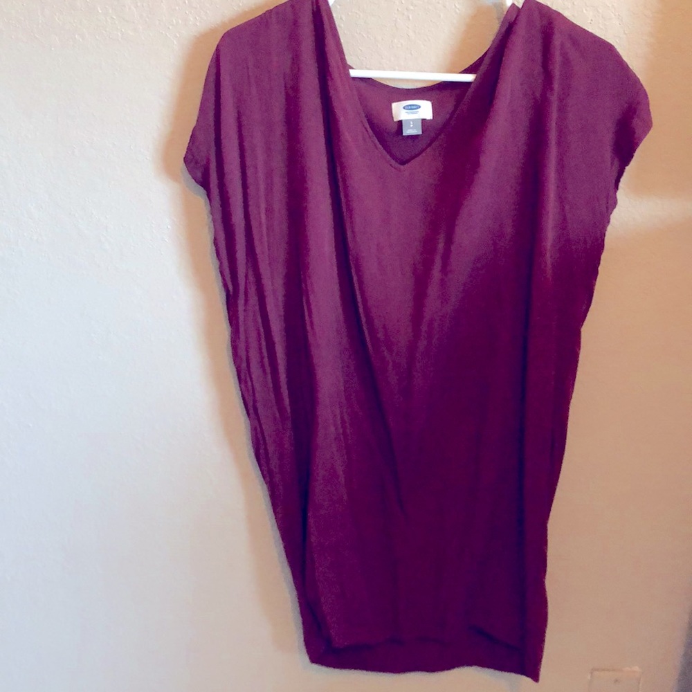 Burgundy cotton shift dress